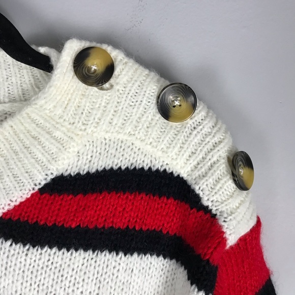BP. Button Sweater Ivory Caitlyn Stripe Red Sz Small - Picture 5 of 9